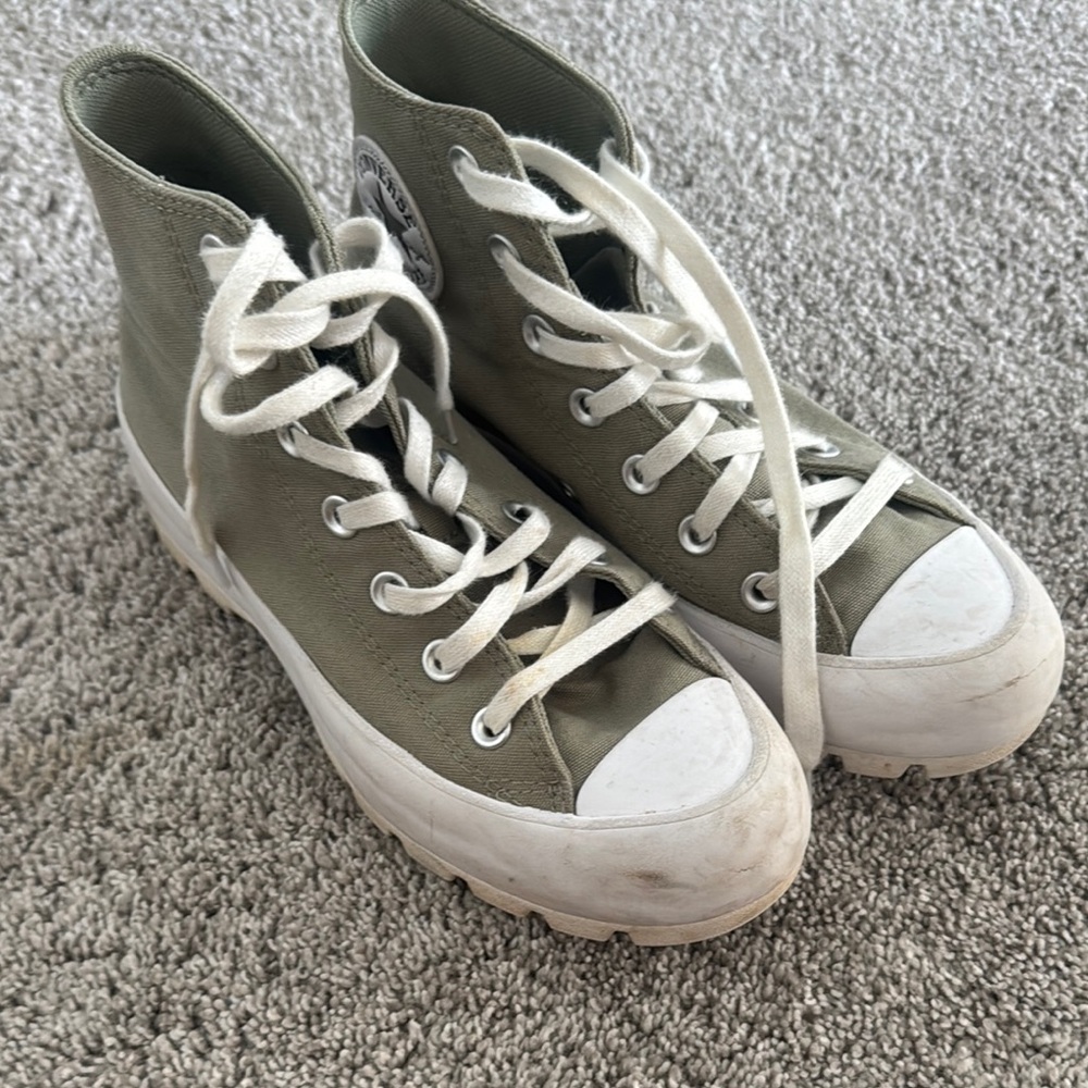 Converse Green Platform High-Top Sneakers/ Boots